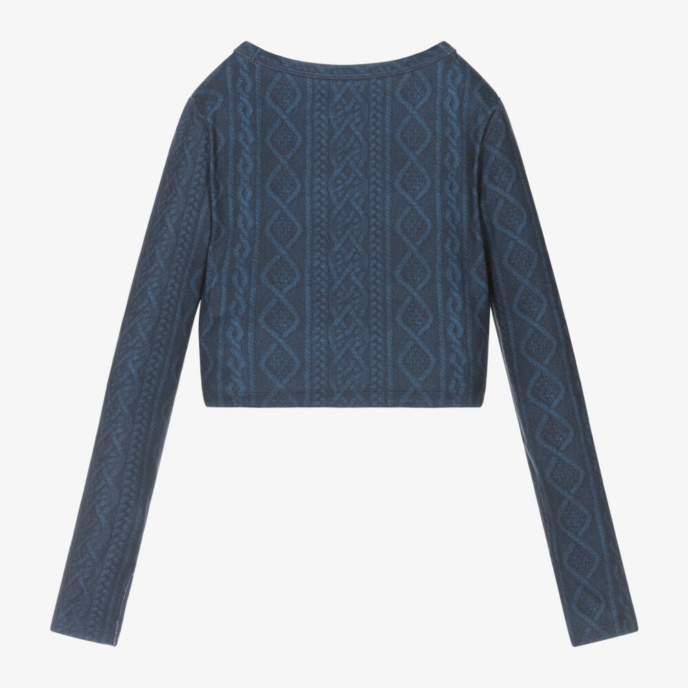 Ralph Lauren-توب رياضي محبوك لون أزرق للبنات | Childrensalon Outlet