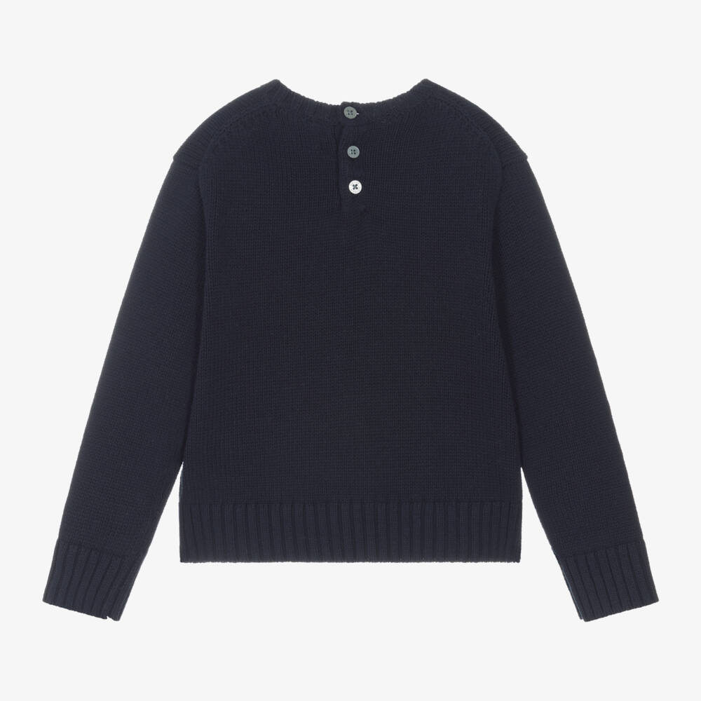 Ralph Lauren-Girls Blue Knit Pony Jumper | Childrensalon Outlet