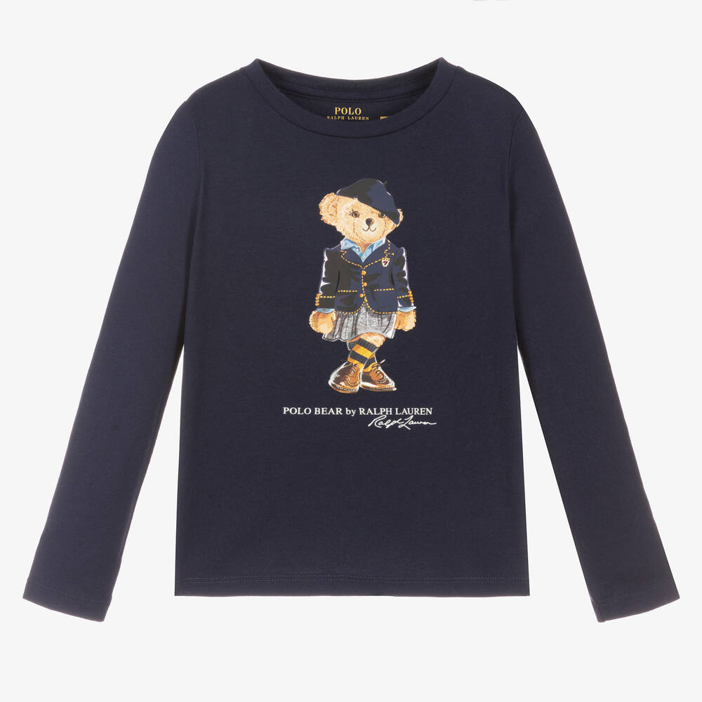 Polo Ralph Lauren - Синий топ с медвежонком для девочек | Childrensalon