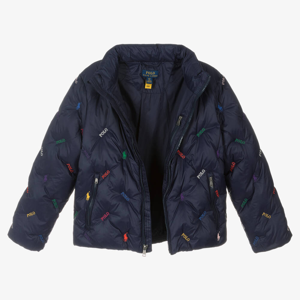 Polo Ralph Lauren Girls Blue Logo Down Jacket Childrensalon Outlet