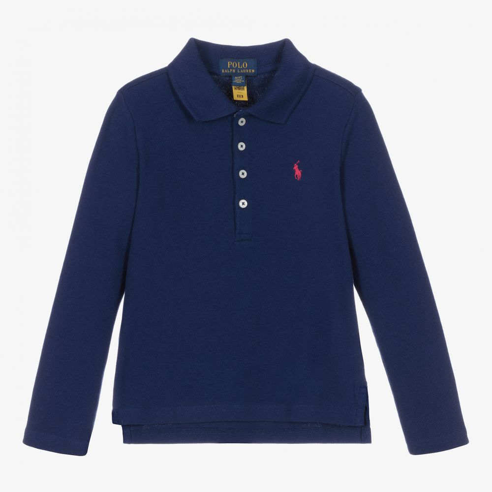 Polo Ralph Lauren - Blaues Poloshirt für Mädchen | Childrensalon