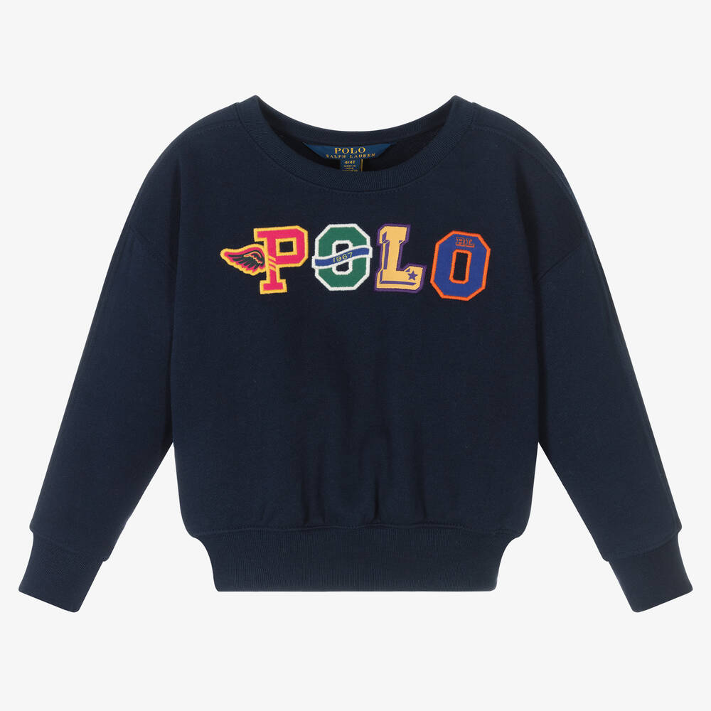 Polo Ralph Lauren - Girls Blue Logo Sweatshirt | Childrensalon