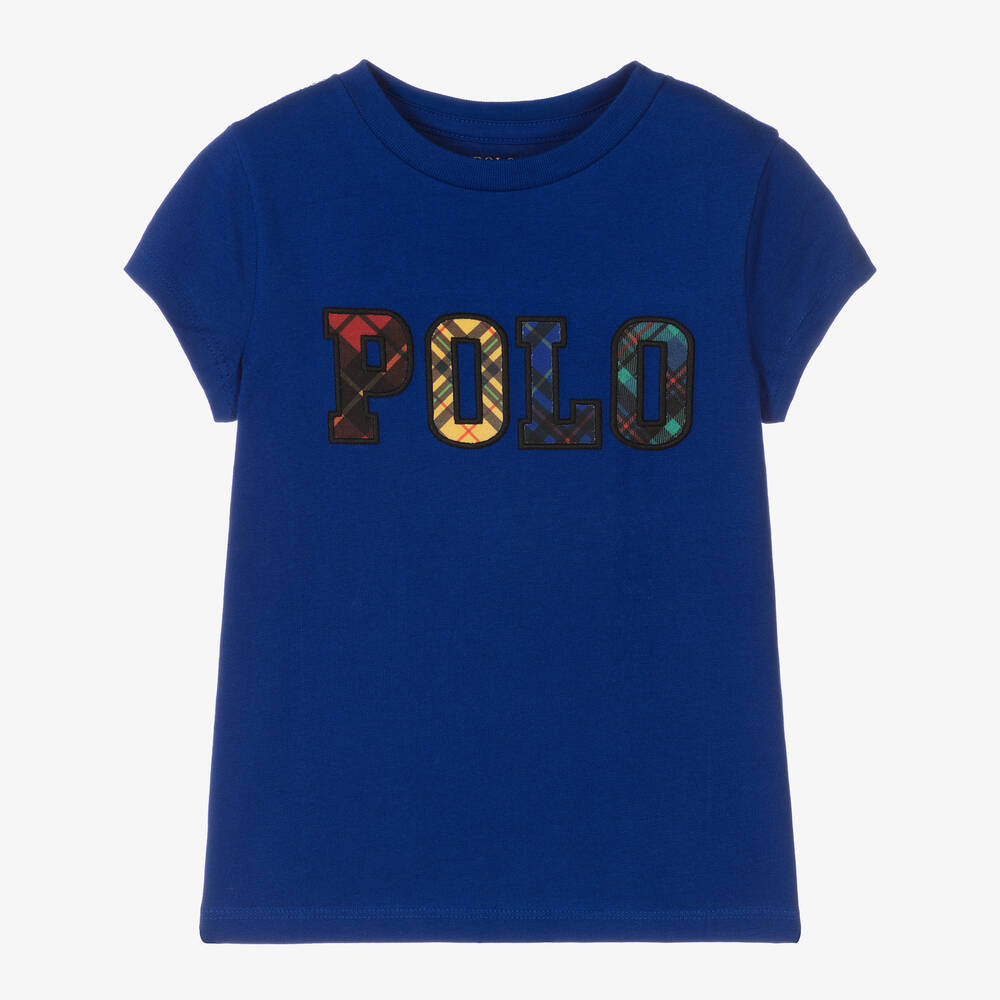 Polo Ralph Lauren - تيشيرت قطن لون أزرق للبنات | Childrensalon