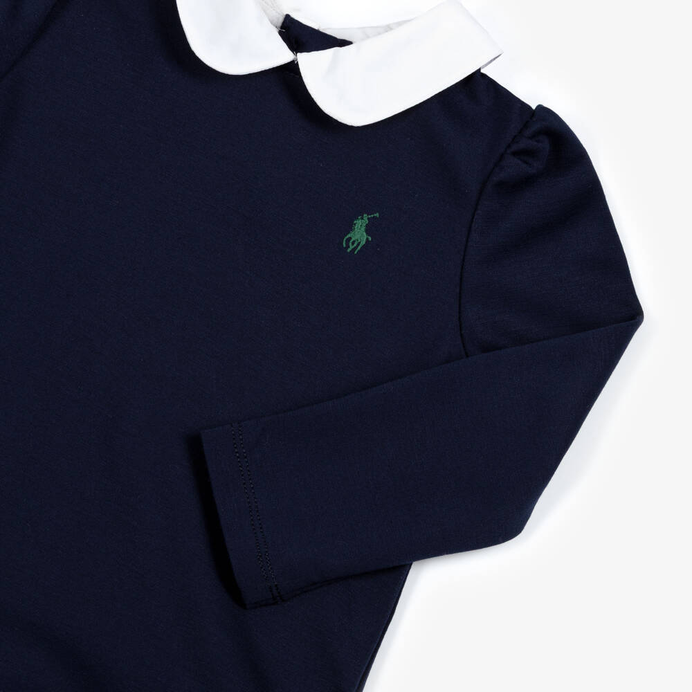 Ralph Lauren-Girls Blue Milano Jersey Dress with Tartan Flannel Skirt | Childrensalon Outlet