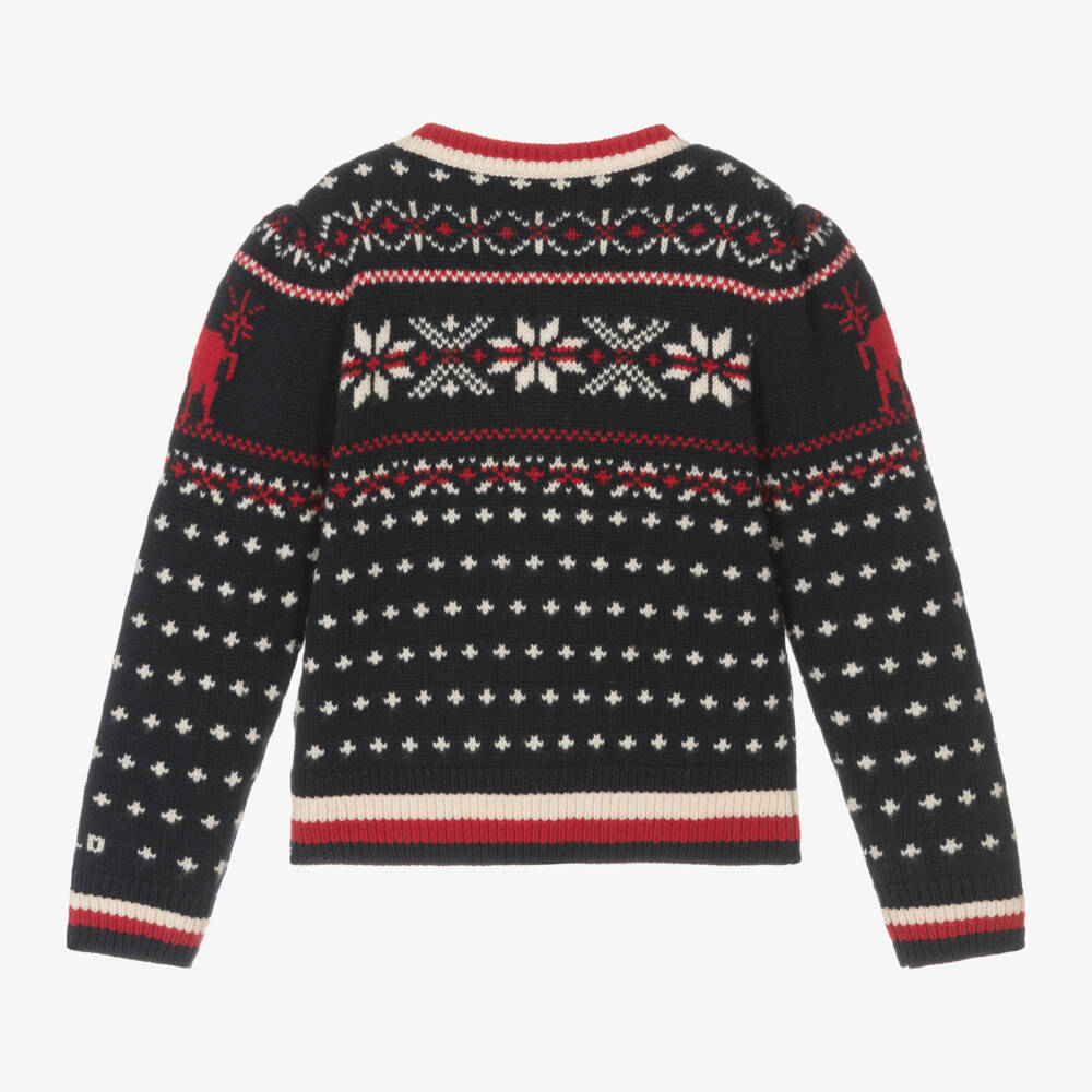 Ralph Lauren-Синий кардиган с узором Фэр айл для девочек | Childrensalon Outlet