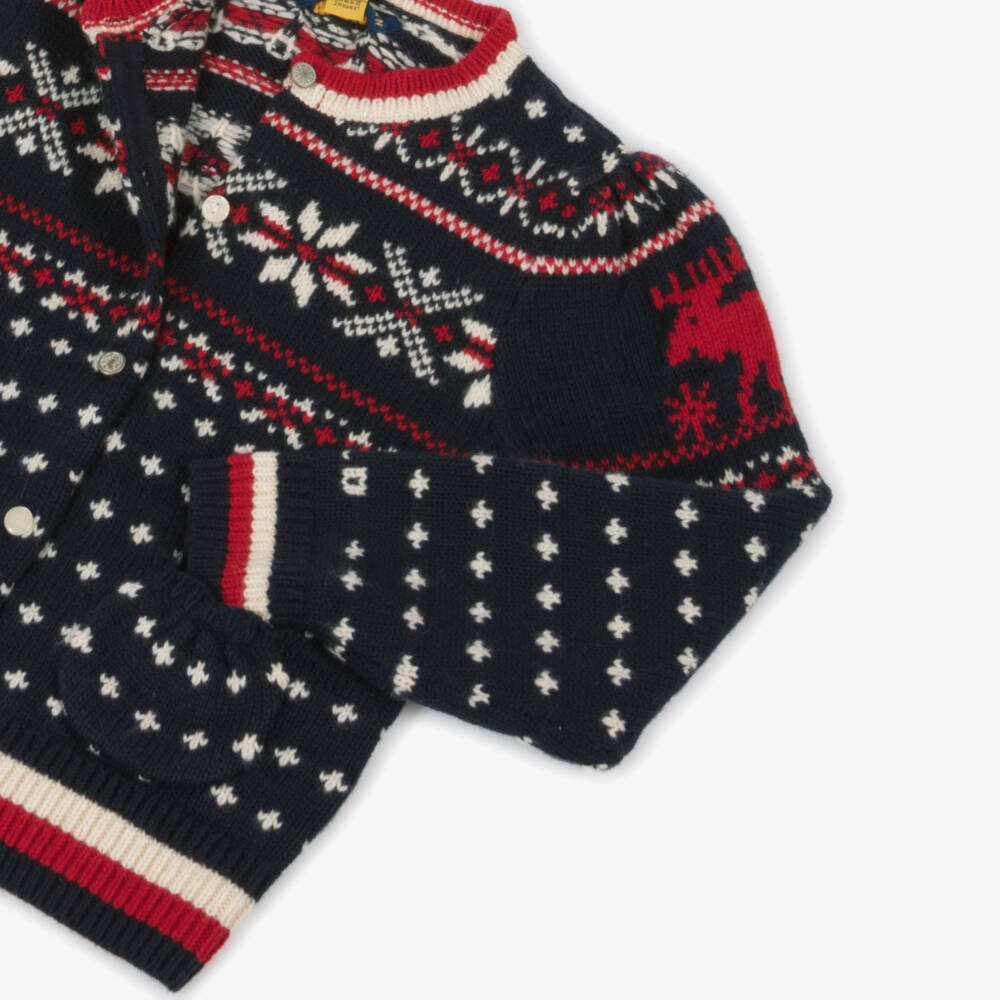 Ralph Lauren-Синий кардиган с узором Фэр айл для девочек | Childrensalon Outlet