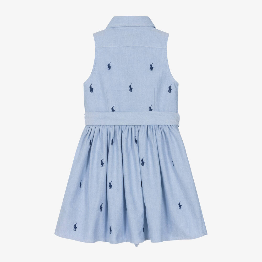 Ralph Lauren Girls Blue Oxford Cotton Shirt Dress