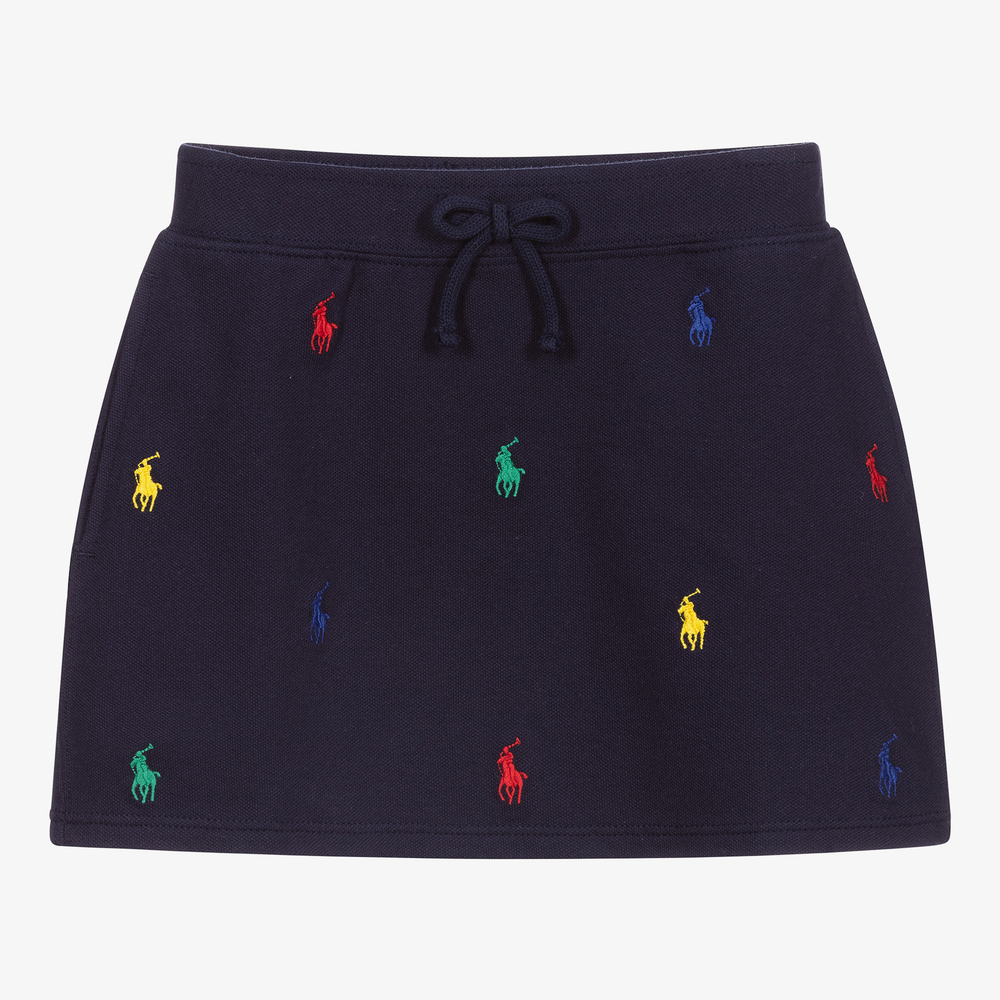 Polo Ralph Lauren - تنورة قطن بيكيه لون كحلي | Childrensalon