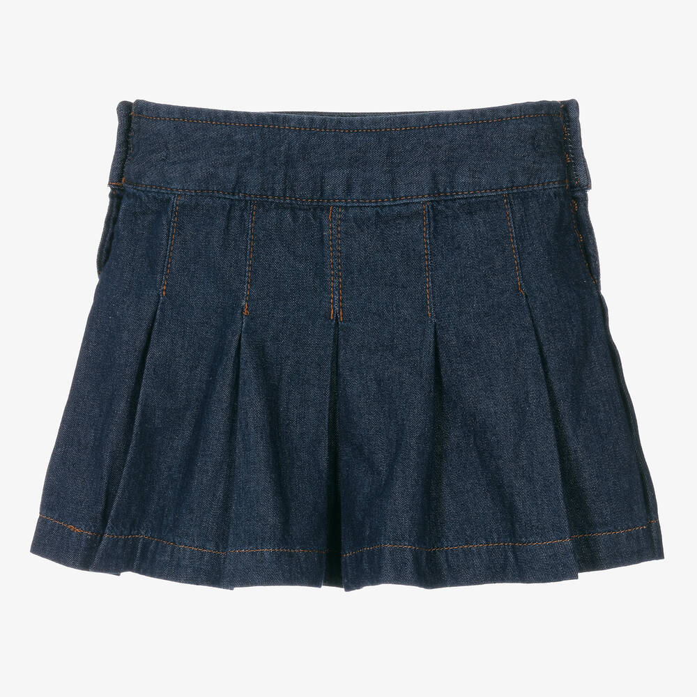 Ralph Lauren-Girls Blue Pleated Denim Skirt | Childrensalon Outlet