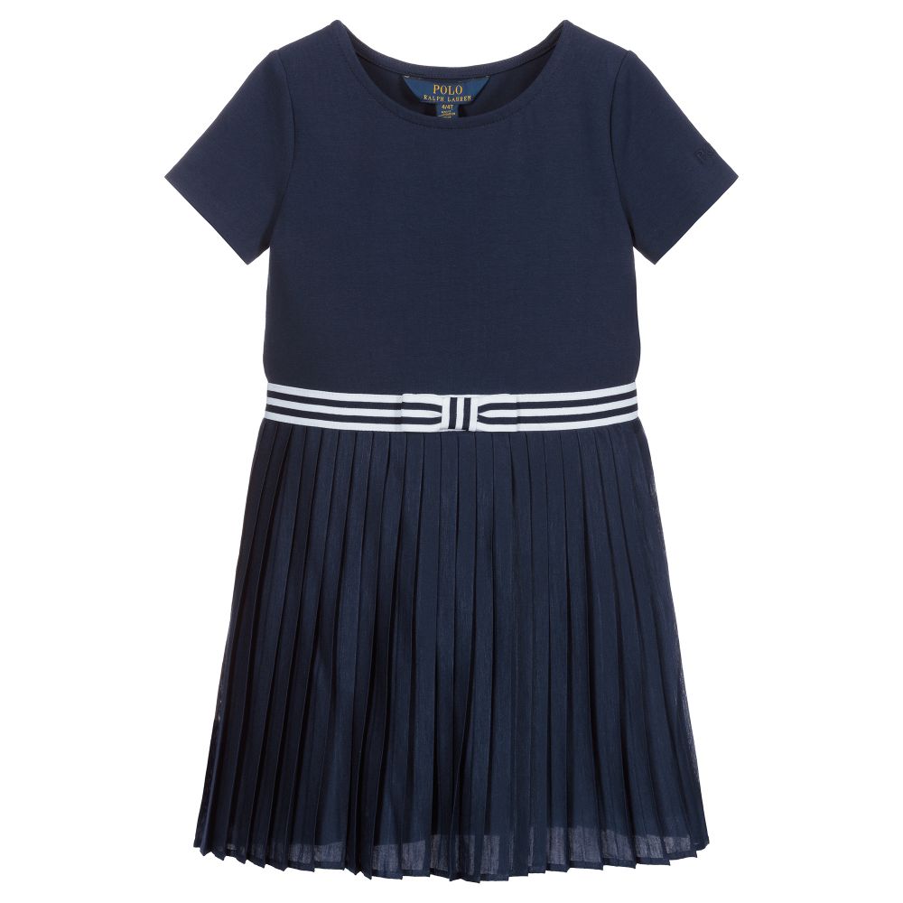 Polo Ralph Lauren - Blaues, plissiertes Kleid für Mädchen | Childrensalon