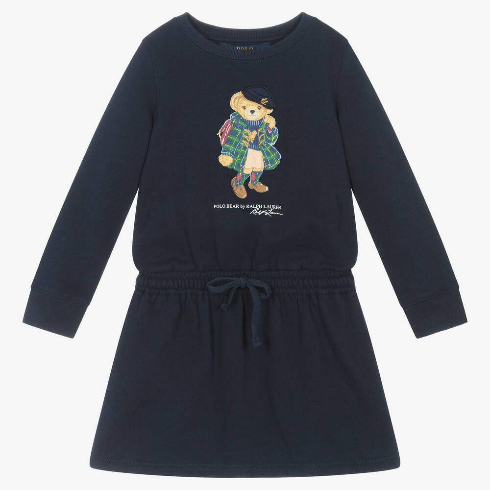 Ralph Lauren - Синее платье-свитшот с медвежонком | Childrensalon