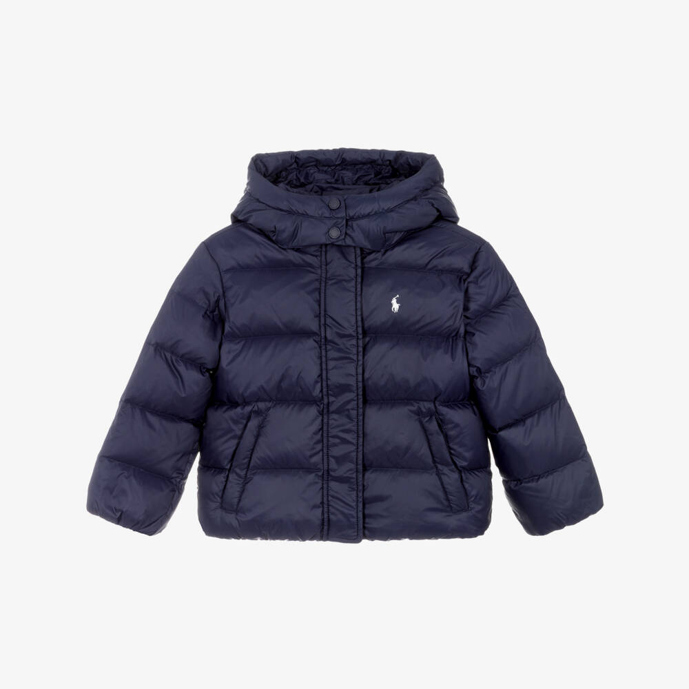 Ralph Lauren-Girls Blue Quilted Jacket | Childrensalon Outlet
