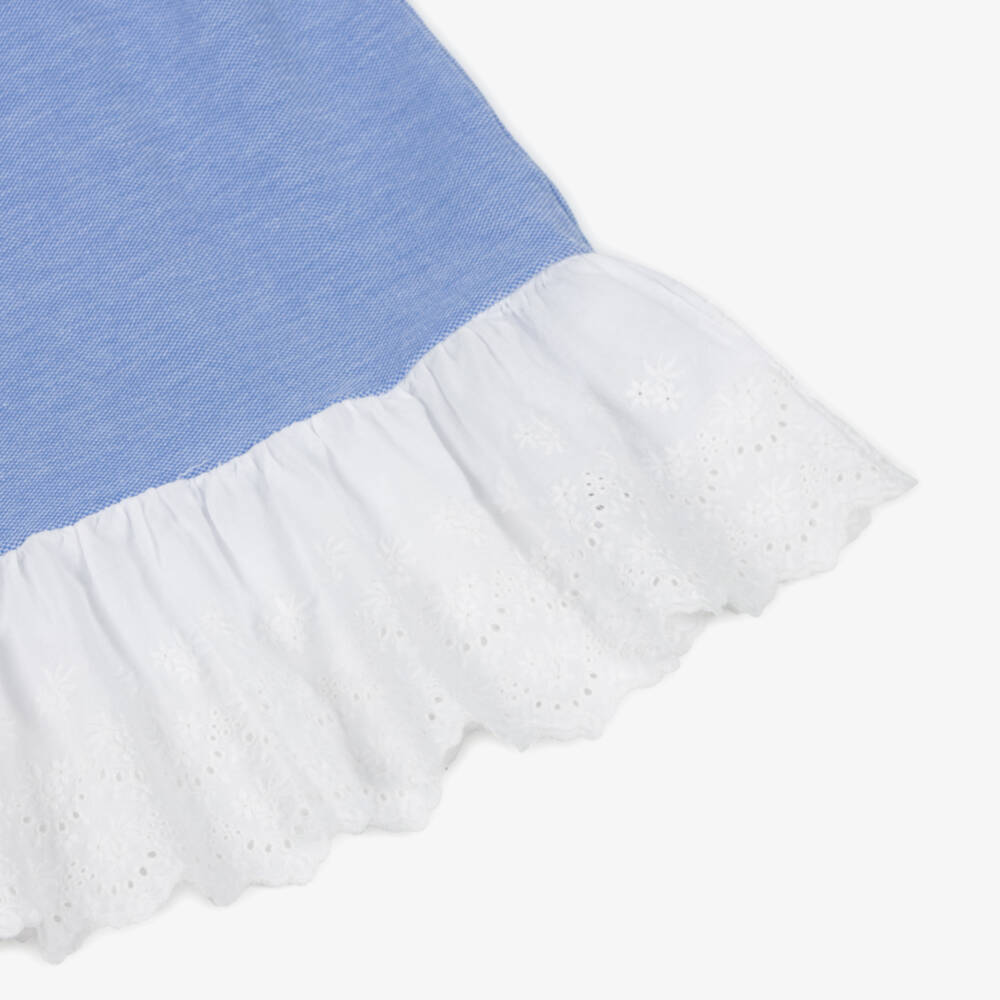 Ralph Lauren-Girls Blue Sleeveless Cotton Frock | Childrensalon Outlet