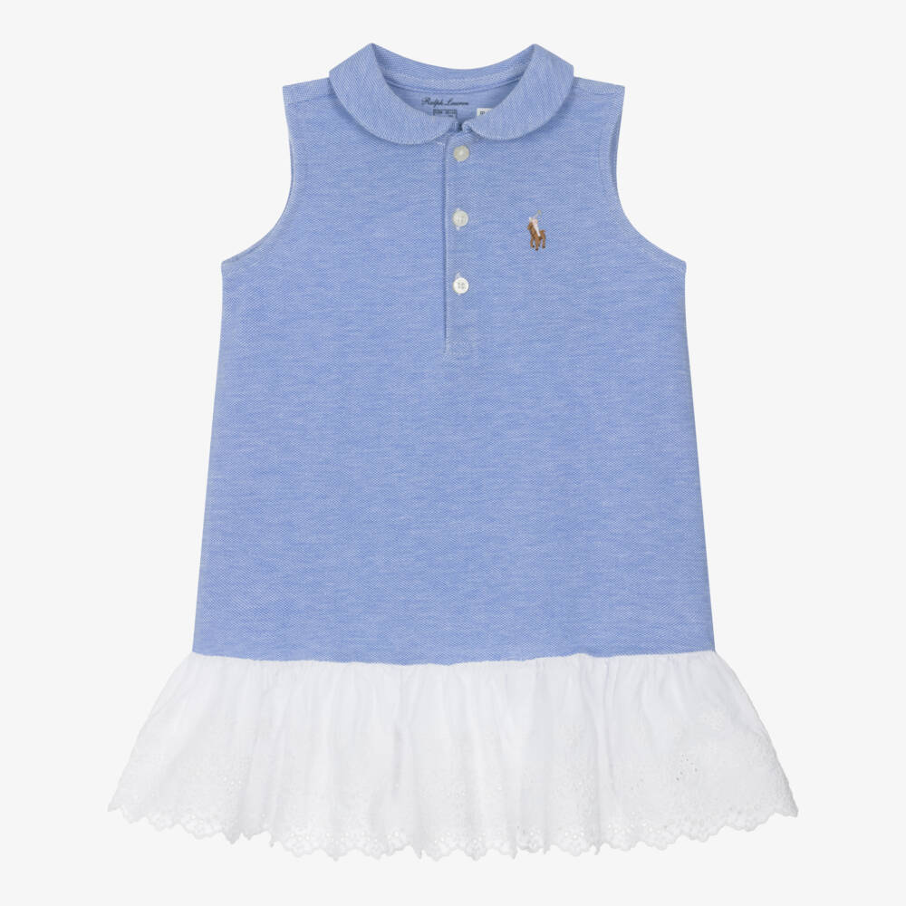 Ralph Lauren-Платье без рукавов из хлопка синее для девочек | Childrensalon Outlet