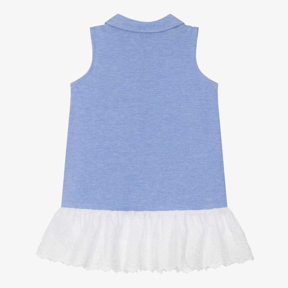 Ralph Lauren-Girls Blue Sleeveless Cotton Frock | Childrensalon Outlet