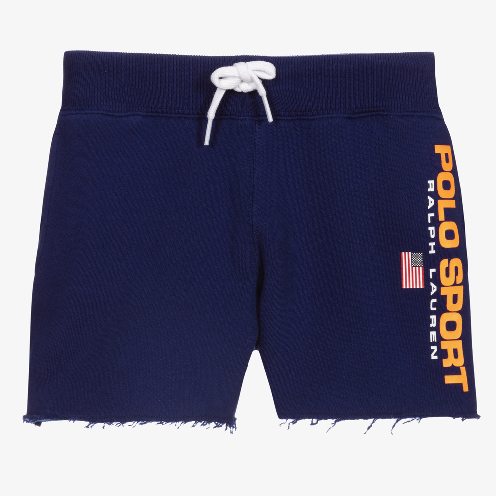 Polo Ralph Lauren - Girls Blue Sport Logo Shorts | Childrensalon