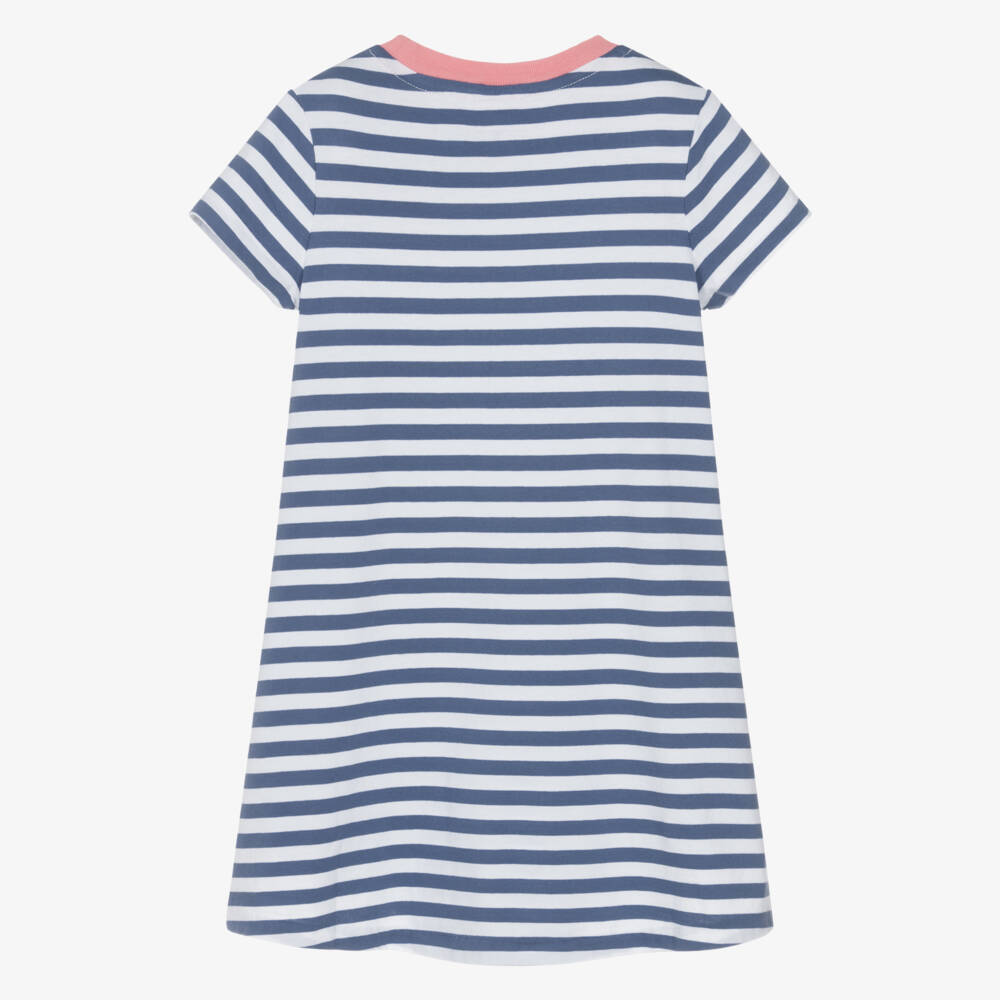 Ralph Lauren-Girls Blue Stripe Cotton Jersey T-Shirt Dress | Childrensalon Outlet