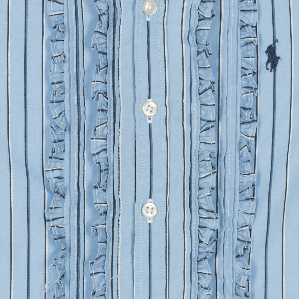 Ralph Lauren-Girls Blue Striped Cotton Dress | Childrensalon Outlet