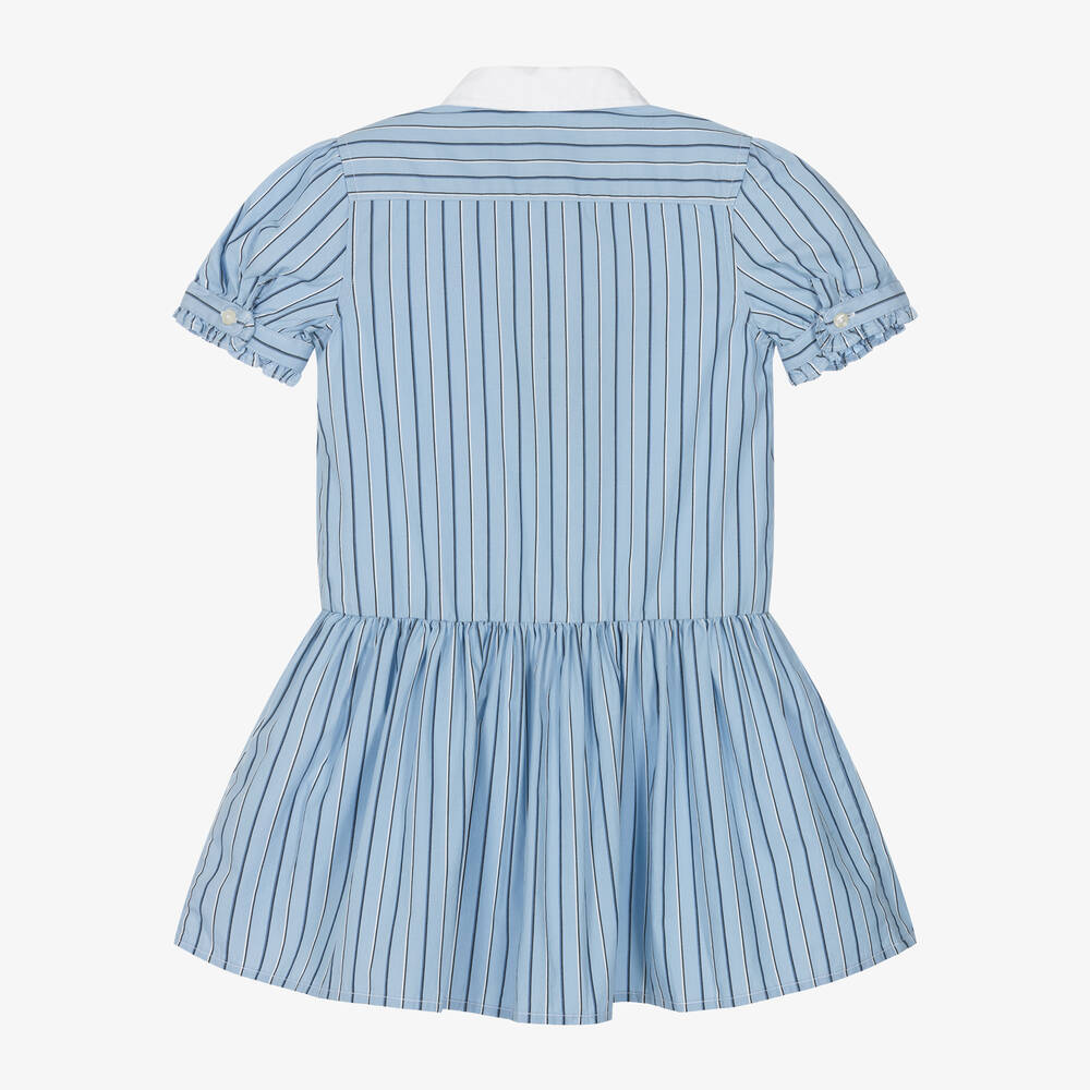 Ralph Lauren-Girls Blue Striped Cotton Dress | Childrensalon Outlet