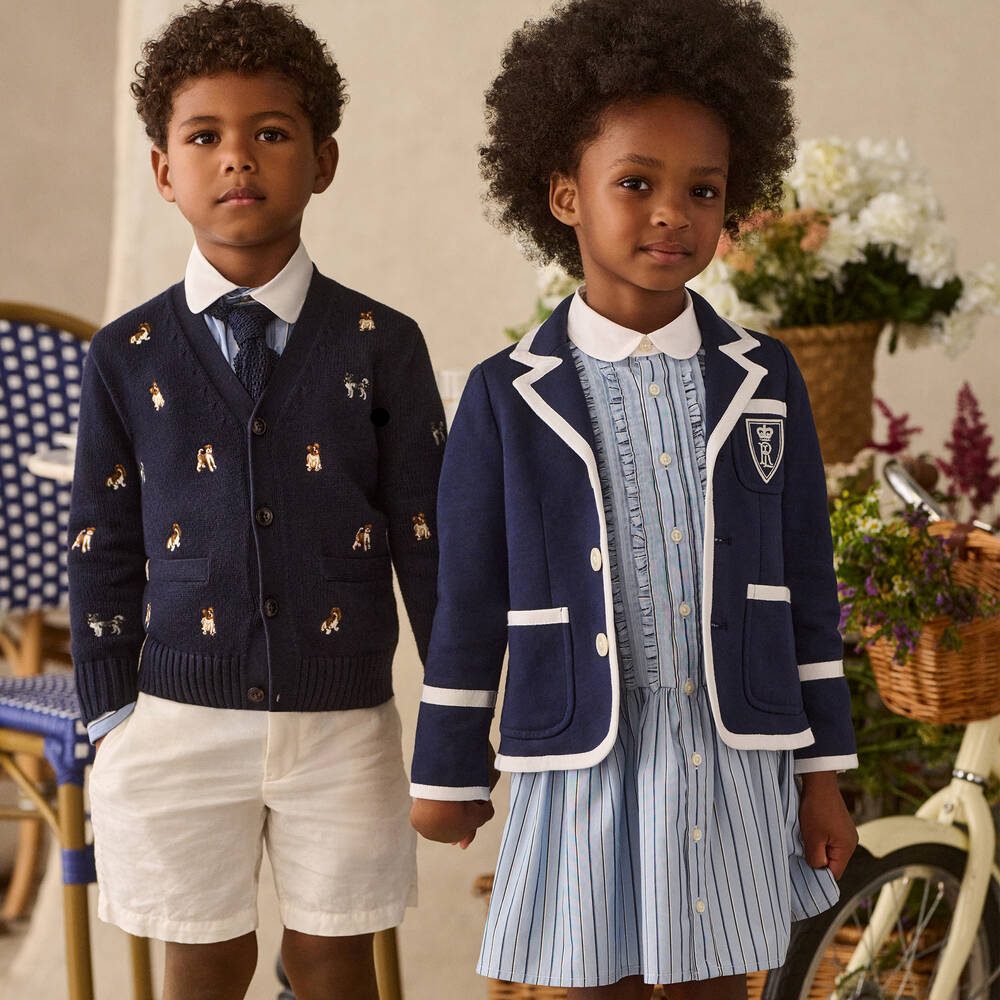 Ralph Lauren - Girls Blue Striped Cotton Dress