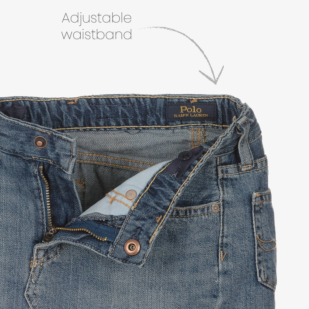 Ralph Lauren-Girls Blue Washed Cotton Denim Skirt | Childrensalon Outlet