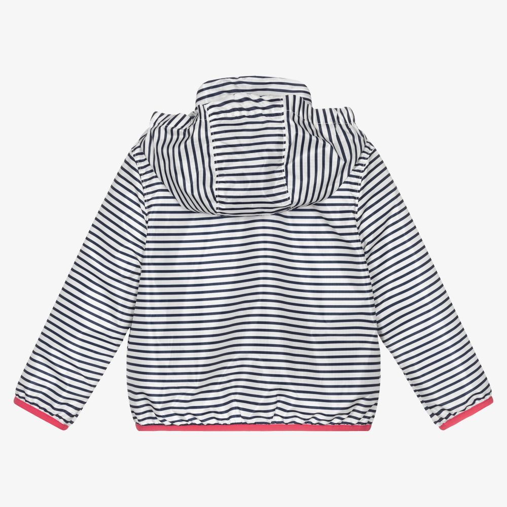 Polo Ralph Lauren-جاكيت هودي مقلم لون أزرق وأبيض للبنات | Childrensalon Outlet