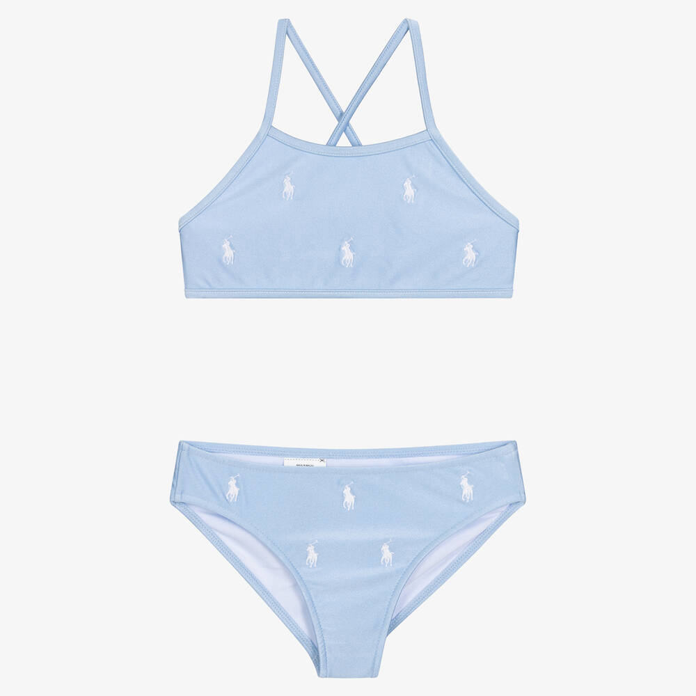 Polo Ralph Lauren - Bikini bleu et blanc fille | Childrensalon