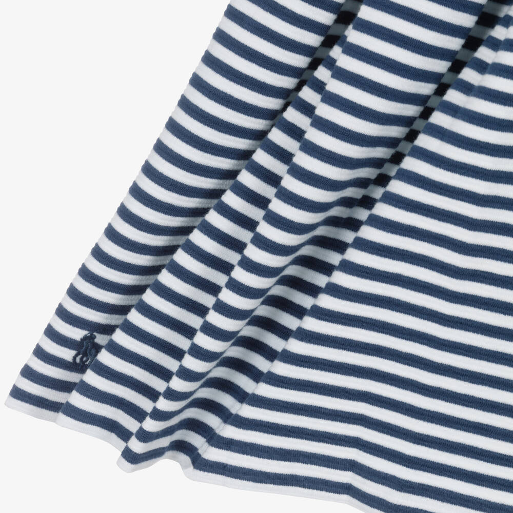 Поло Ralph Lauren-Платье из джерси в бело-синюю полоску | Childrensalon Outlet