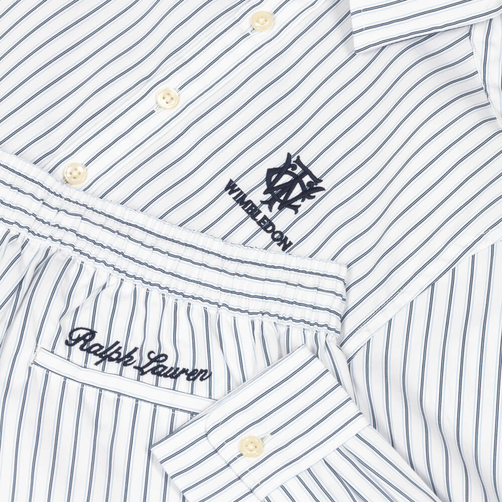 Ralph Lauren-Girls Blue & White Striped Wimbledon Collection Shorts Set | Childrensalon Outlet