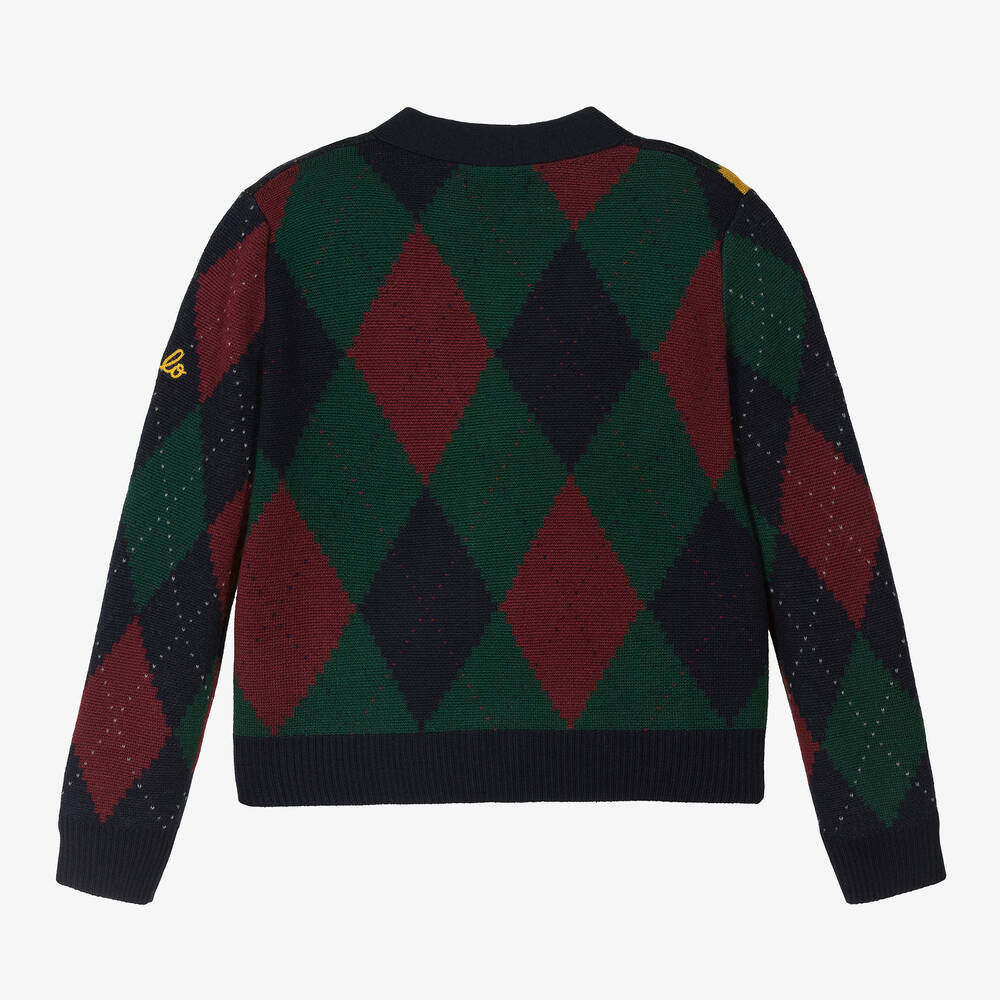 رالف لورين-كارديغان صوف محبوك لون كحلي للبنات | Childrensalon Outlet