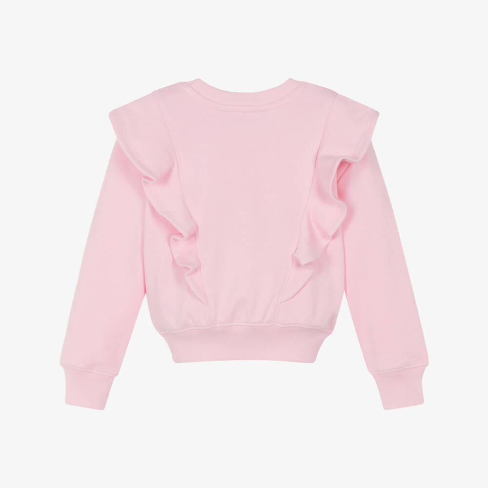 Ralph Lauren-Girls Blush Cotton Frill Sweatshirt | Childrensalon Outlet