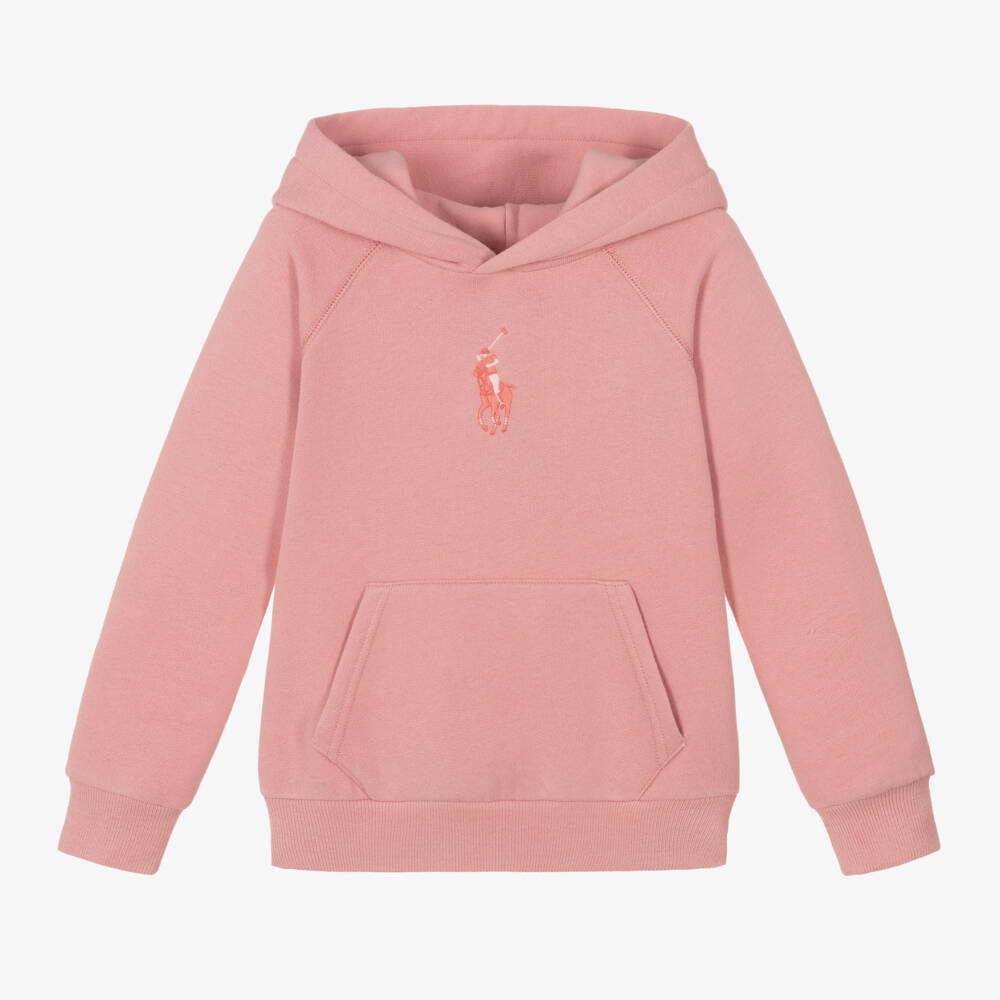 Ralph Lauren-Girls Blush Cotton Hoodie | Childrensalon Outlet
