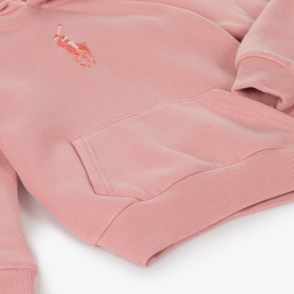 Ralph Lauren-Girls Blush Cotton Hoodie | Childrensalon Outlet
