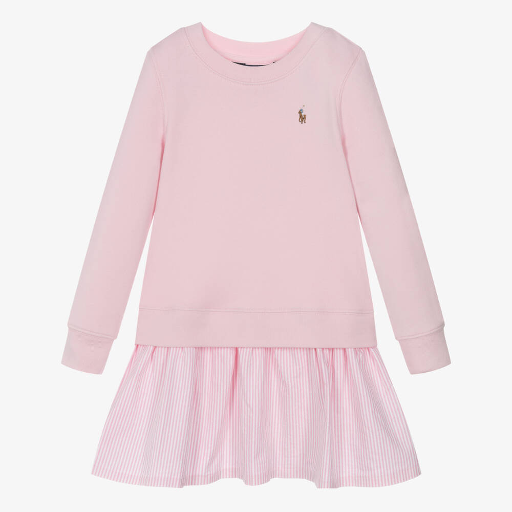 Ralph Lauren-فستان جيرسي وردي فاتح للبنات | Childrensalon Outlet