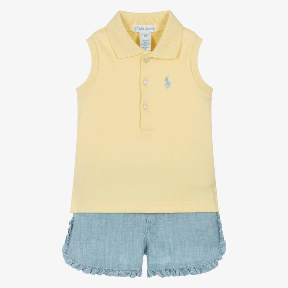 Ralph Lauren-Girls' Breezy Yellow Chambray Set | Childrensalon Outlet