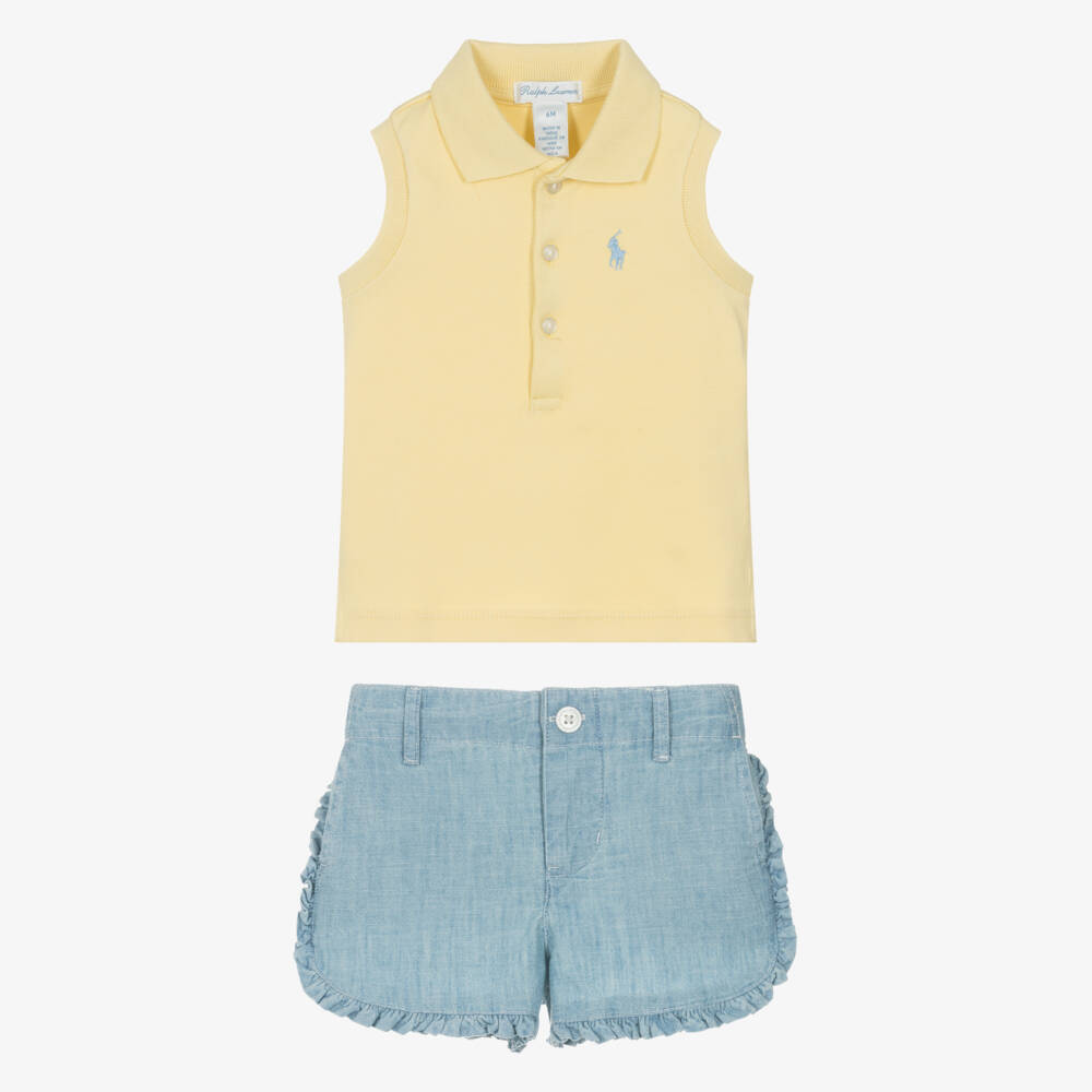 Ralph Lauren-Girls' Breezy Yellow Chambray Set | Childrensalon Outlet