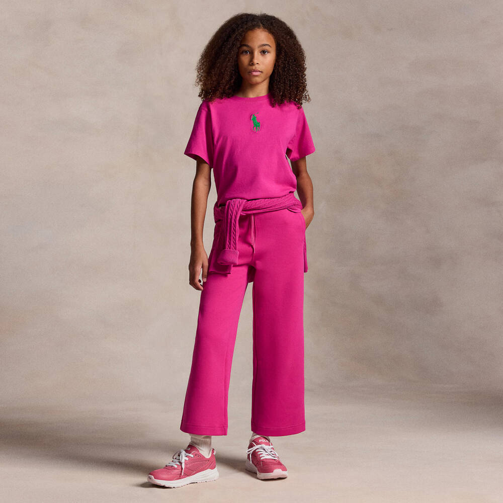 Ralph Lauren-Girls Bright Pink Cotton Big Pony T-Shirt | Childrensalon Outlet
