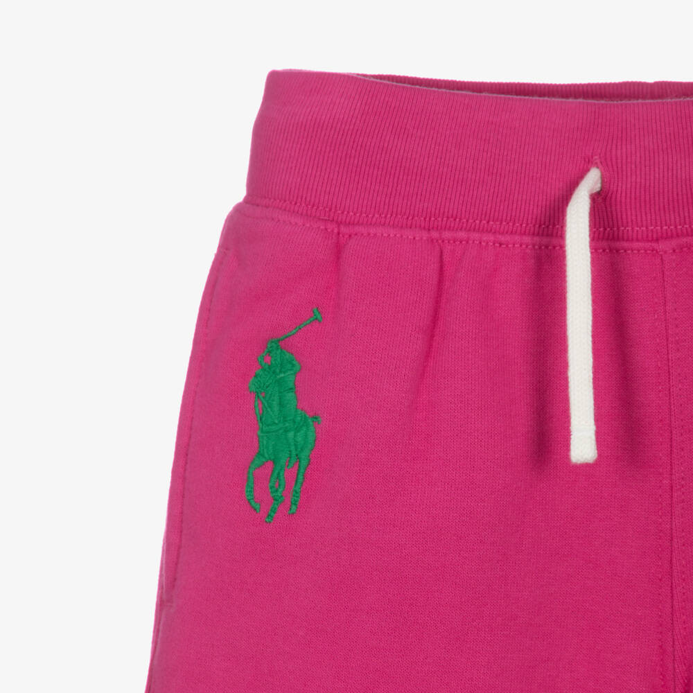 Ralph Lauren-Girls Bright Pink Joggers with Big Pony Logo | Childrensalon Outlet