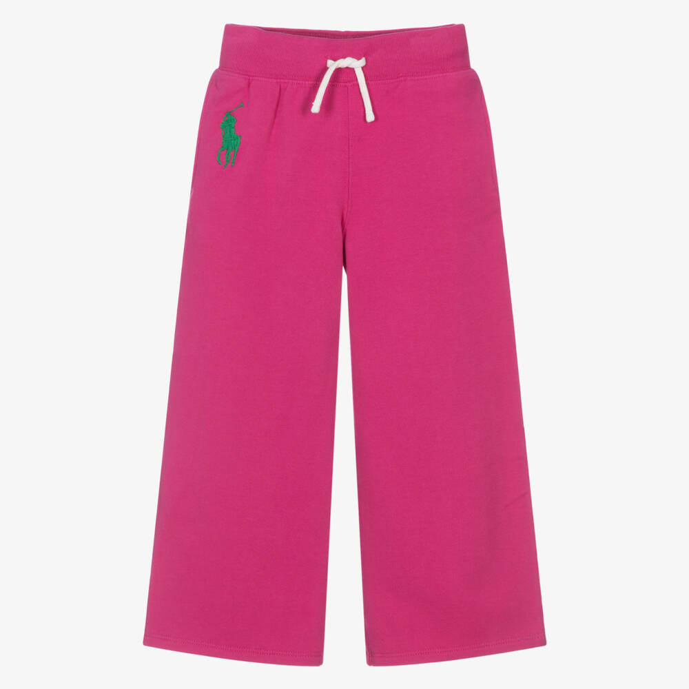 Ralph Lauren-Girls Bright Pink Joggers with Big Pony Logo | Childrensalon Outlet