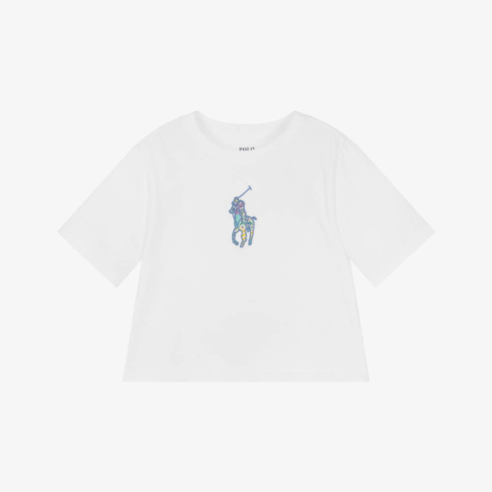 Ralph Lauren-Girls Bright White Iconic Tee | Childrensalon Outlet