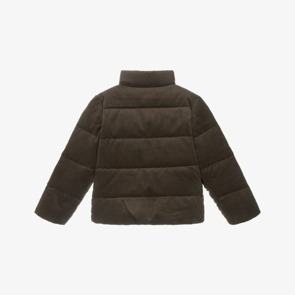 Ralph Lauren-Girls Brown Corduroy Down Puffer Jacket | Childrensalon Outlet