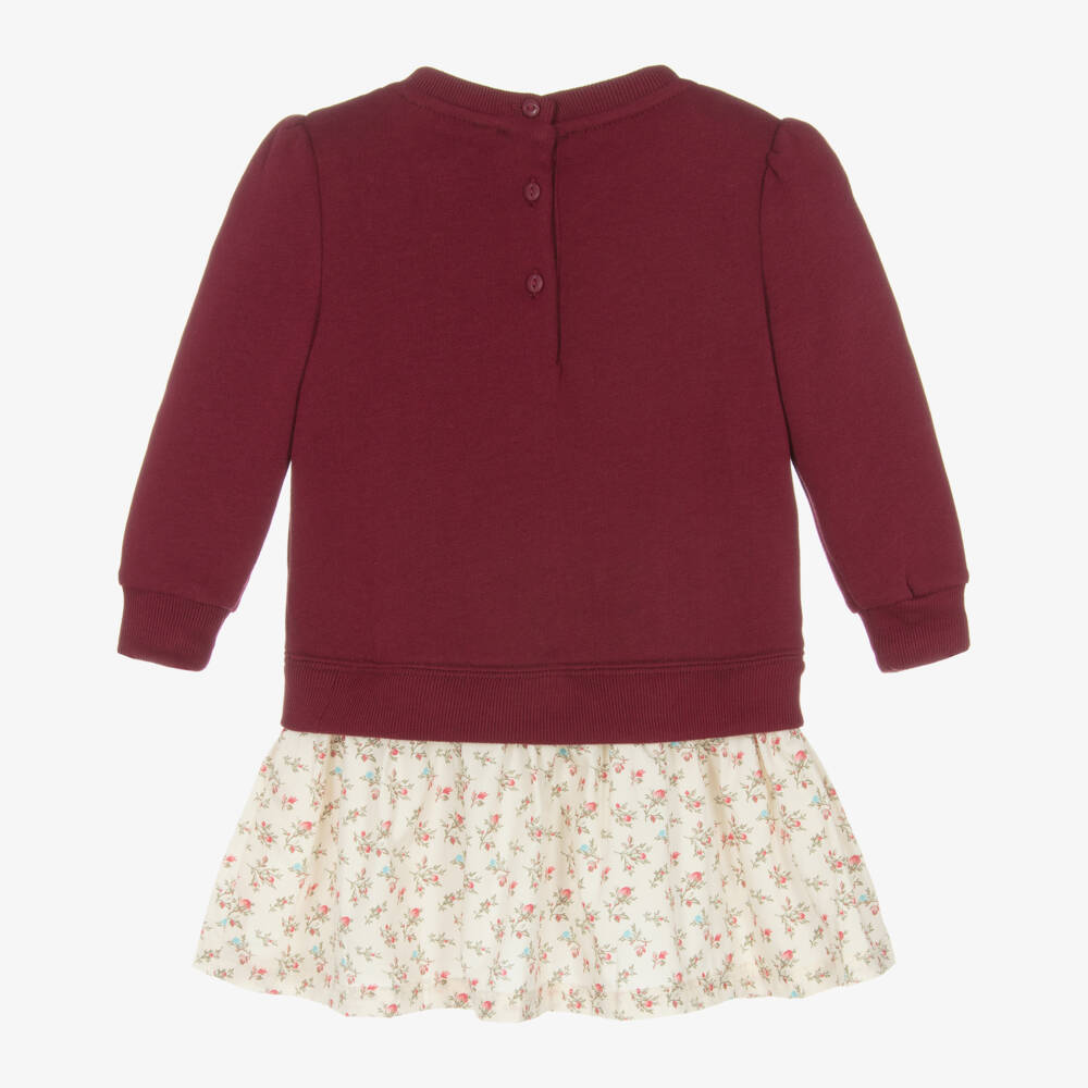 Ralph Lauren-فستان سويتشيرت قطن لون أحمر للمولودات | Childrensalon Outlet