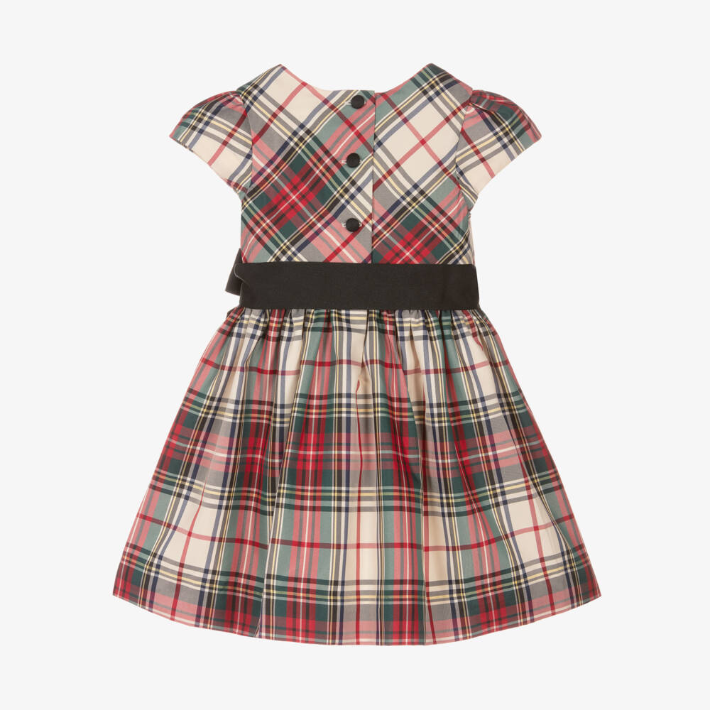 Ralph Lauren-Girls Check Satin Dress with Bow | Childrensalon Outlet