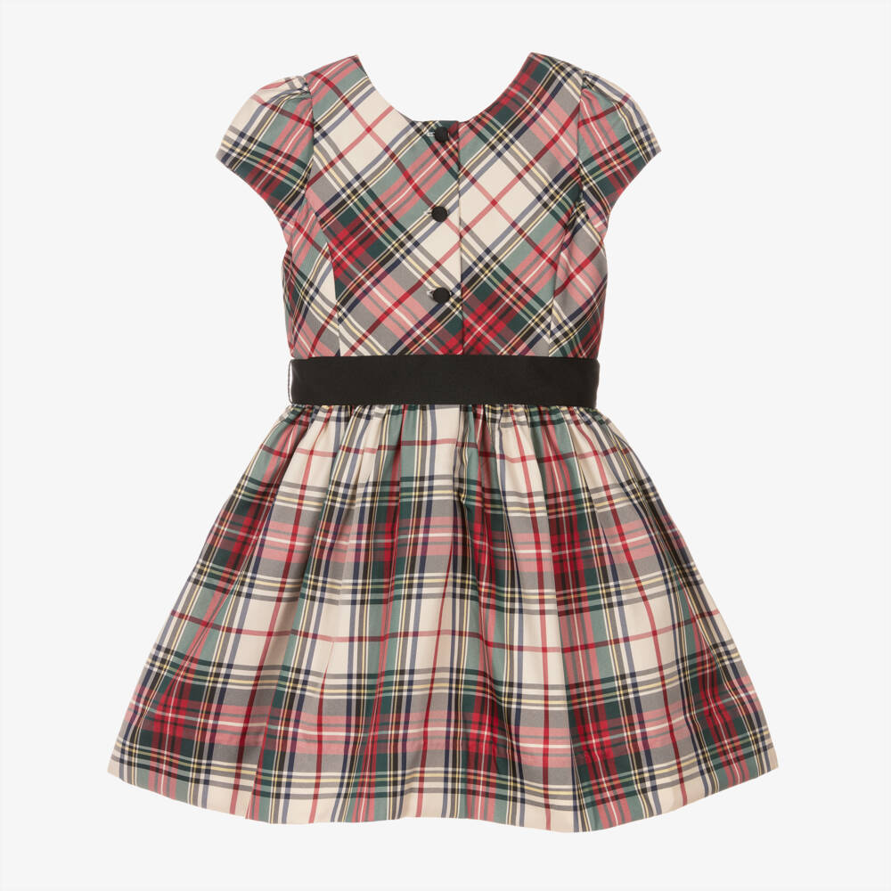 Ralph Lauren-Girls Checkered Satin Dress | Childrensalon Outlet