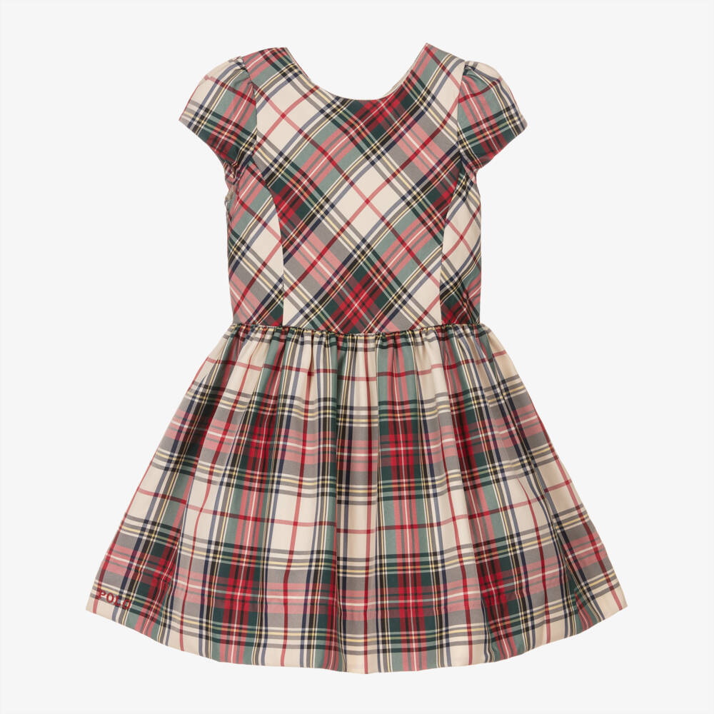 Ralph Lauren-Girls Checkered Satin Dress | Childrensalon Outlet