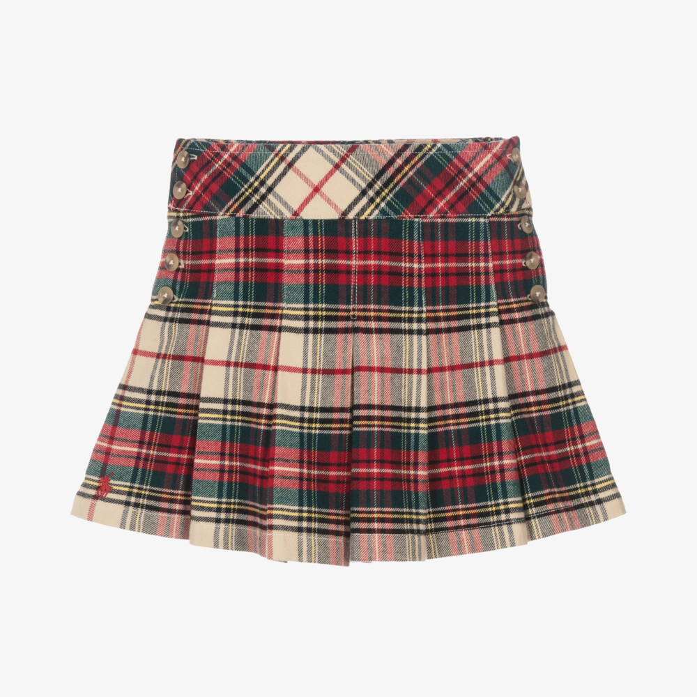 Ralph Lauren-Girls Cherry Plaid Cotton Skirt | Childrensalon Outlet