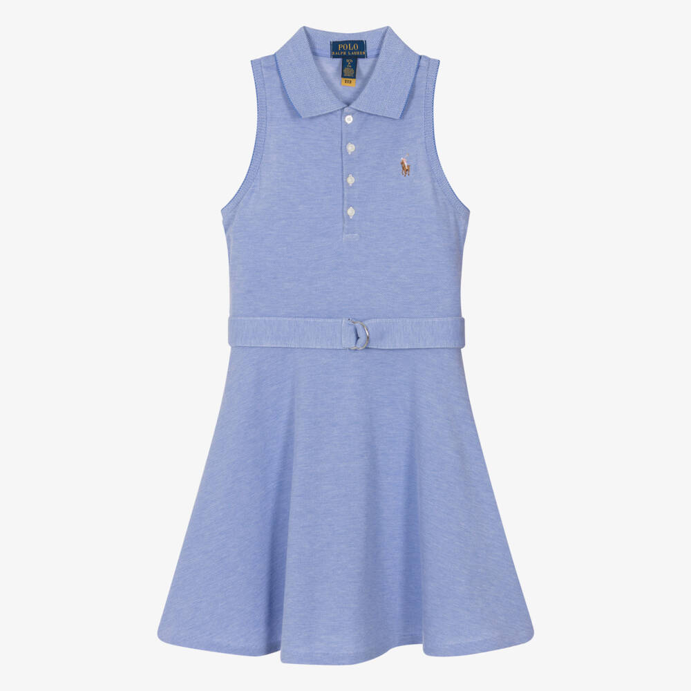 Ralph Lauren-فستان بولو كلاسيكي أزرق للبنات | Childrensalon Outlet