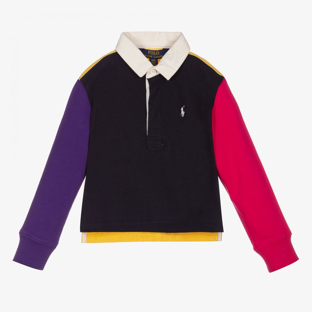 Polo Ralph Lauren - توب بولو قطن بطبعة ملونة للبنات | Childrensalon