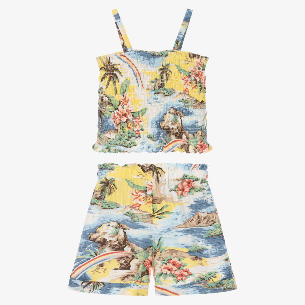 Ralph Lauren-Girls Colourful Tropical Print Shorts Set | Childrensalon Outlet