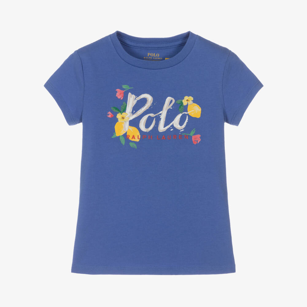 Ralph Lauren-Girls Cotton Blue Logo Tee | Childrensalon Outlet